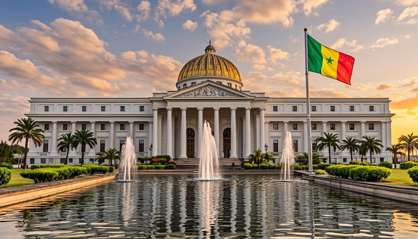 Palais Présidentiel de la République du Sénégal au coucher du soleil